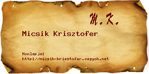 Micsik Krisztofer névjegykártya